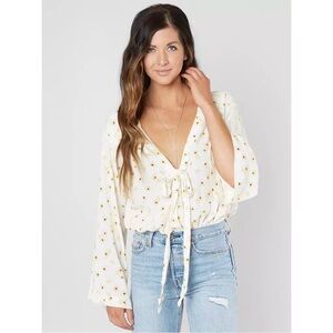 Intimately Free People “Forties Feels” floral print bell-sleeve bodysuit (small)
